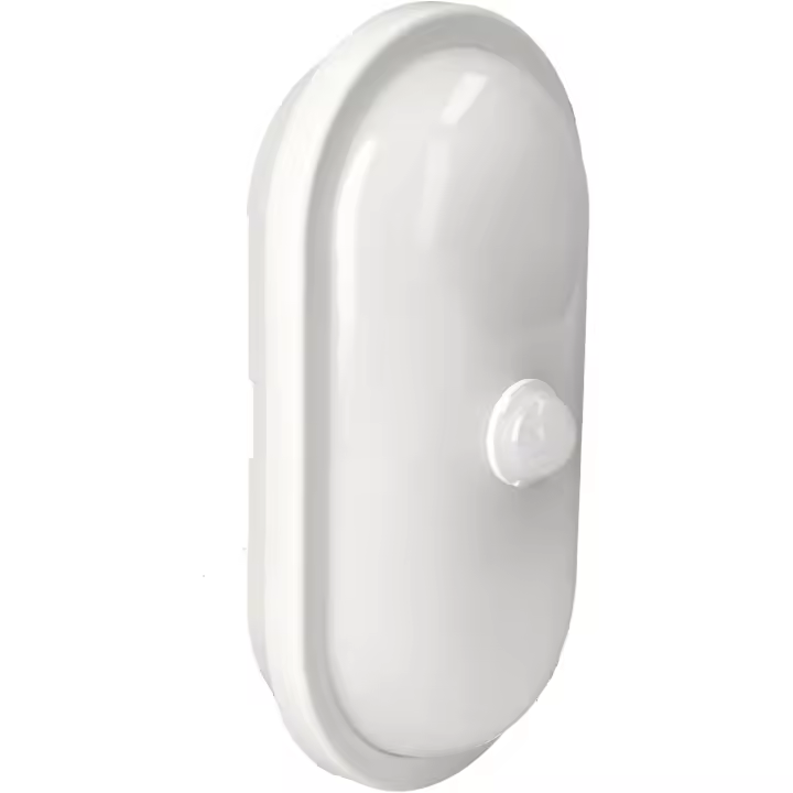 Jandei - Aplique LED 15W con Sensor de Movimiento, Forma Ovalada, Tono de Luz Blanca Fría 6000K (Medidas 21x11x6 cm) - 1500 Lúmenes, Fabricado en Polipropileno, Apto Exteriores - 1