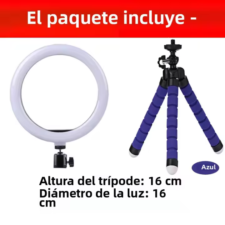 Anillo De Luz LED Para Selfie 26cm Con Trípode Y Soporte Para Teléfono Iluminación Fotografía Para Video De TikTok Maquillaje - 1