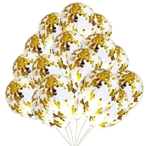 Globos de confeti, globos de confeti. Globos transparentes con confeti dorado para cumpleaños, graduaciones y fiestas de año nuevo. - 1