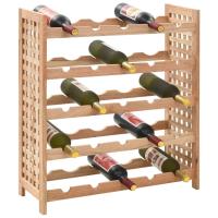 vidaXL Botellero para 25 botellas madera maciza de nogal 63x25x73 cm - details 1