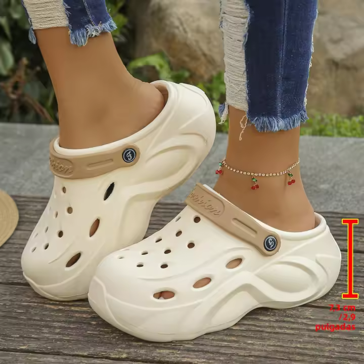Sandalias De Talón Alturoso Con Plataforma Para Mujer Verano 2024 Zapatos De Jardín Y Playa Antideslizantes EVA Cómodos Y Transpirables Tallas Reales - 1