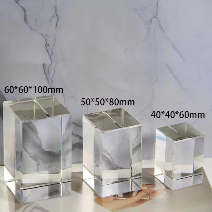 Cubo De Cristal Transparente Para Papel Con Diseño Exquisito De Arte De Cristal Blanco Para Grabado Por Láser Interior Tamaño 40*40*60mm 50*50*80mm 60*60*100mm - 1