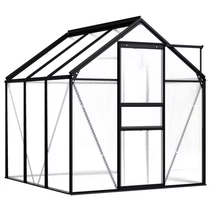 vidaXL Invernadero de Aluminio Gris Antracita Cobertizo de Jardín Patio Dimensiones 1.33 m²,  2.47 m²,  3.61 m² y mas - 1