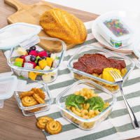 Set 8 fiambreras borosilic rectangulares 200-200-320-400-520-640-640-800ml,Juego de 8 recipientes de almacenamiento de alimentos de cristal,recipientes de vidrio con - details 5