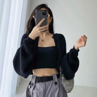 Cardigan De Mujer Elegante De Color Sólido Con Manga Larga Tejido En Nudo Chal Ultra Corto Para Otoño Chaqueta Moda Cuello Mandarín Ajuste Regular - details 5