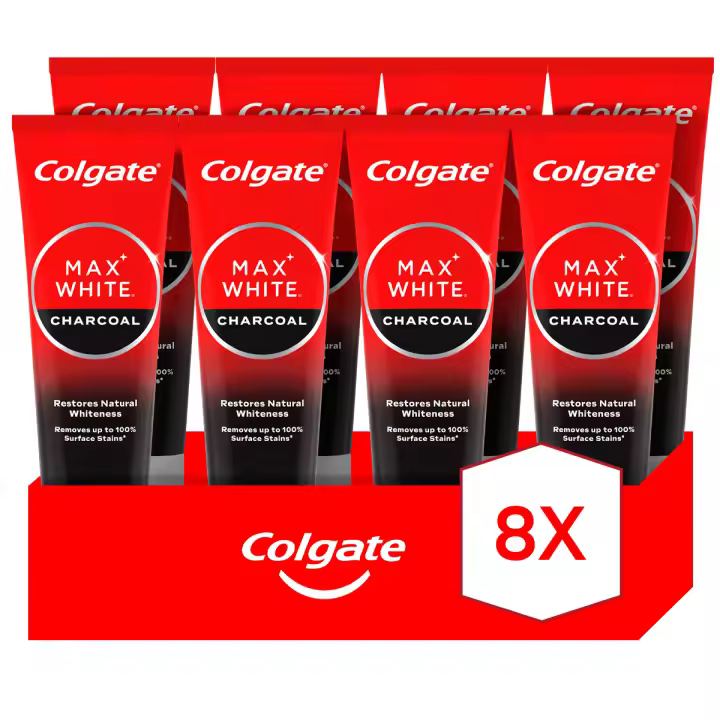 Pasta de dientes blanqueadora Colgate Max White con carbón 75ml Pack de 8 - 1