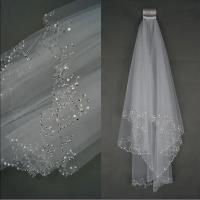 Velo De Novia Doble Capa Con Encaje Y Borde De Aplicaciones Metálicas Accesorios De Boda Corto Para Cabeza Hermoso Y Elegante - details 0