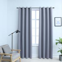 vidaXL 2x Cortinas Opacas con Anillas Metal 140x175cm Decoración Hogar Color Beige,  Negro,  Gris y mas - details 2