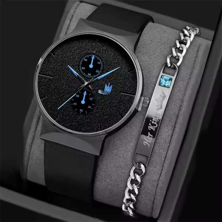 Reloj Deportivo Para Hombre 2pcs Set Moda Reloj De Pulsera De Cuarzo Negocio Casual Reloj De Lujo Para Hombre Relogio Masculino - 1