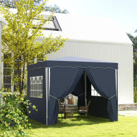 Cenador plegable de 3x3 metros with Paredes laterales y Ventanas, with Protección UV, Cenador para Fiesta en El Jardín, incluye Bolsa de Transporte, Azul - details 0