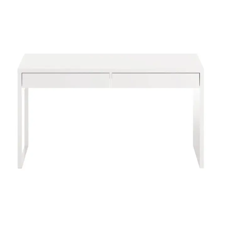 Mesa escritorio TOUCH reversible en Blanco Artik con 2 cajones, guías metálicas, pata lacada blanca, cantos PVC, tablero melaminizado tipo E1, estructura robusta, capacidad 25 kg, diseño funcional y silencioso con tacos ABS y cajones MDF - 1