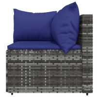 vidaXL Set de muebles de jardín 3 pzas y cojines ratán sintético gris - details 5