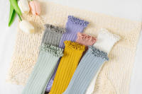 Calcetines Largos Para Niñas Ruffle Suaves De Algodón Con Encaje Y Flores Para Escuela Uniforme Infantil Para 0-8 Años Colores Variados - details 11