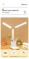 Lámpara De Escritorio Doble LED Con Luz Nocturna Toque 3 Niveles Regulables Recargable Por USB Protección Para Los Ojos Plegable Para Lectura En La Cama - details 2