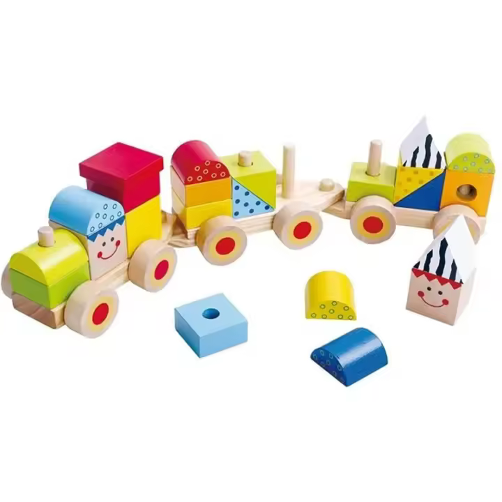 Tren infantil de bloques de madera educativo con 26 piezas - 1