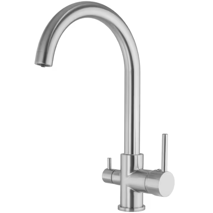 VALAZ Grifo de cocina osmosis 3 vías redondo acero cepillado serie Amazonas - 1