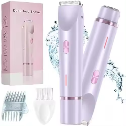 Glowshave, Afeitadora corporal 2 en 1 Glowshave para mujeres, Afeitadora Glow Aura para mujeres, Afeitadora de doble cabezal resistente al agua IPX7 para mujeres (morado) - 1