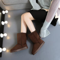 Botas De Nieve BCEBYL De Terciopelo Cálido Y Moda Casual Con Punta Redonda Y Suela Gruesa Color Sólido Medias Cañas Para Mujer - details 5