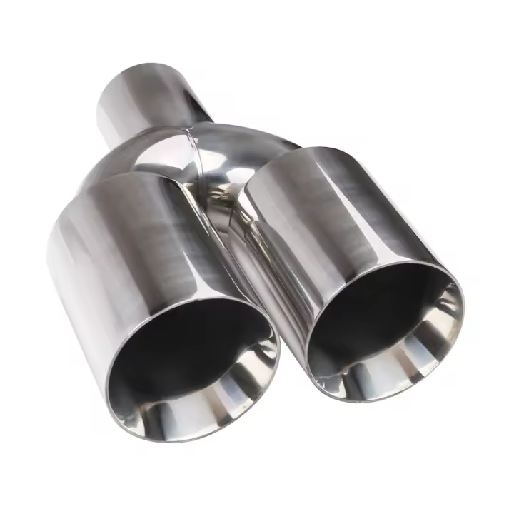 Puntas De Escape Doble De Acero Inoxidable Pulido 63mm Inlet 89mm Outlet 250mm Longitud Con Diseño De Desviación Para Muffler - 1