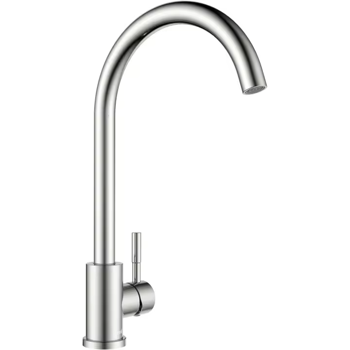 Grifo de Cocina-Mezclas de fregadero de Cocina giratorio de 360 ° with Pipe PEX, Grifo monomando en forma de U de Maple inoxidable SUS304, frío y Caliente, para Cocina, bar, camping, coche (plata) - 1
