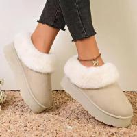 Botas De Nieve Para Mujer De Cuero Sintético Con Interior De Algodón Y Suela Gruesa Antideslizante Botas Cálidas Sin Cordones Para Invierno - details 6