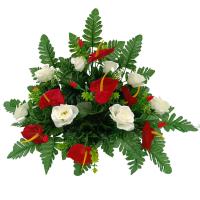 CENTRO DE FLORES ARTIFICIALES APTO PARA EXTERIOR. IDEAL PARA CEMENTERIO TODOS LOS SANTOS. MEDIDAS 60*40*20 - details 0