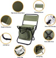 Silla de pesca con bolsa refrigeradora, taburete de pesca compacto y plegable, verde - details 3