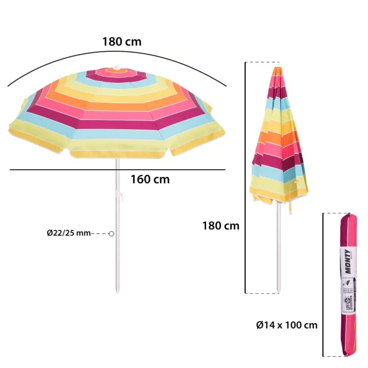 Lolahome Sombrilla Playa Pack Arco Iris | Protección Solar UPF+50 - 1