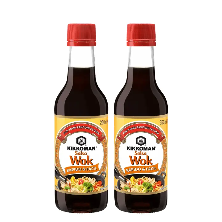 Kikkoman - Salsa Wok, 250 ml, Rápido y Fácil de Usar, para Cocina Asiática, Rica, Dulce y Picante, Apto para Vegano, Individual y en Formato Pack - 1