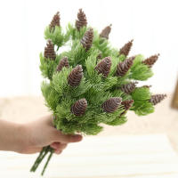 Planta Artificial De Pino Verde Con Falsa Hierba Y Flores Para Familia Boda Oficina Accesorios DIY Arreglo Floral Falso - details 3