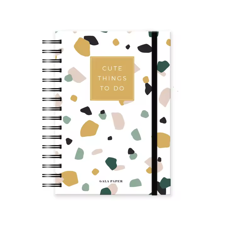 Cuaderno de Puntos A5, Bullet Dot Journal, Cuaderno de Espiral de 200 páginas. Tapa dura. Banda elástica. Notebook A5 para Diario Personal, Lettering - Bloc de notas hojas blancas - Libretas bonitas - 1