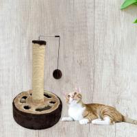 UNUSUAL- Poste rascador con pelota marrón 26*42cm , Poste rascador para Gatos de sisal con Juguete. Pequeño,Color MarrónRascador Poste con Bola,Plataforma Interactiva de Salto de Bola de Resorte de Torre de árbol de Gato de Sisal  (BPS-3162) - details 1