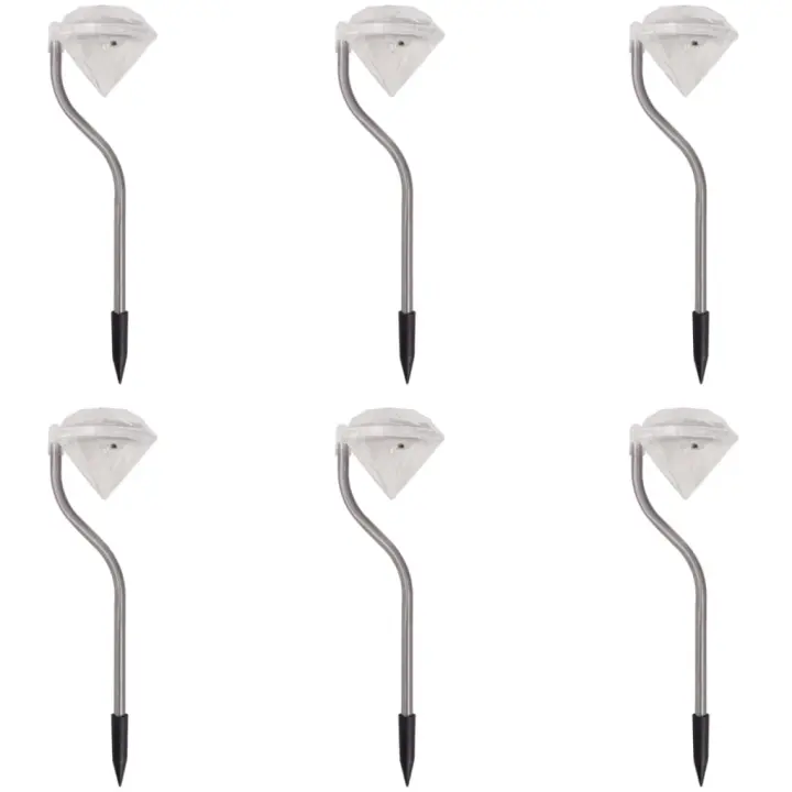 vidaXL 6x Lámparas LED Solares de Jardín Luz Farol Foco Entrada Patio Balcón Color Blanco frío,  Blanco cálido, y mas - 1