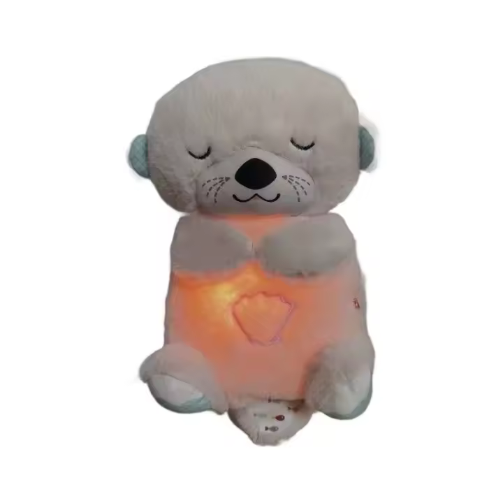 Muñeco De Peluche Suave Para Bebés Otter Soothing Con Música Y Luz Compañero Para Dormir Para Niños Y Niñas Regalo Ideal - 1