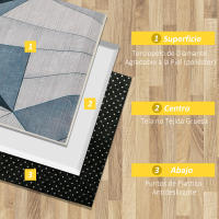 HOMCOM Alfombra de Salón Moderna Terciopelo Diamante Alfombra Geométrica con Base Antideslizante para Dormitorio Oficina Estudio Multicolor - details 5
