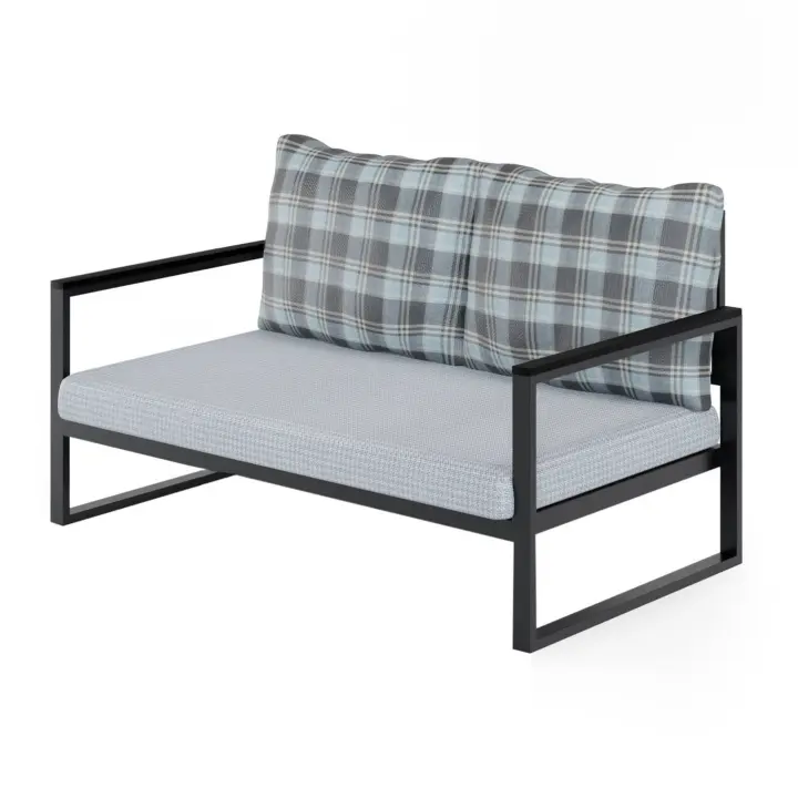 Sofá de Jardín Wellhome 2 Plazas Multicolor Estructura Metal Tejido Acrílico Poliuretano - 1