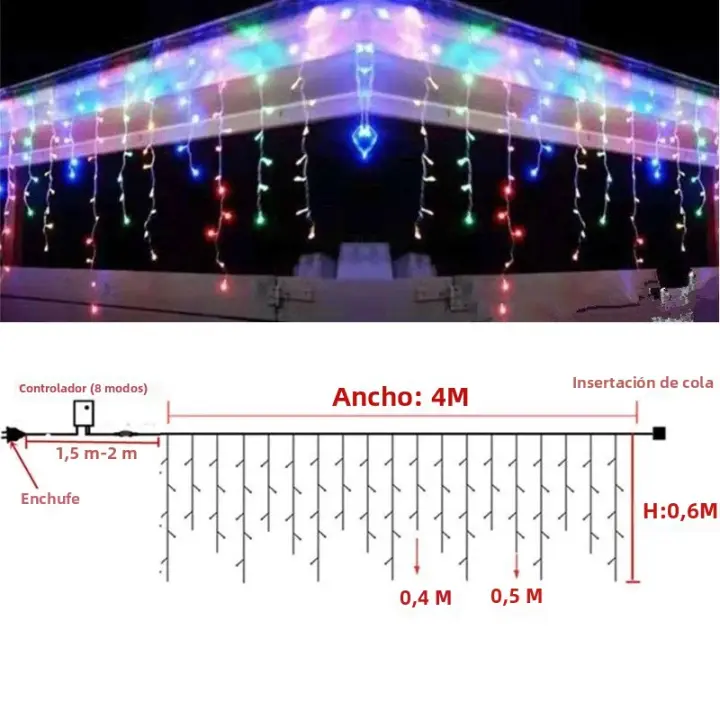Luces De Navidad LED Colgantes Impermeables Con Pitón De Escalada Para Exterior Luces De Fairy Conectables Para Fiesta De Vacaciones - 1