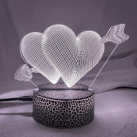 Lámpara De Noche 3D Con Corazones Y Interruptor Táctil LED Para Decoración De Hogar Luz Atmosférica Colorida Para Mesa Lámpara De Borde - details 10