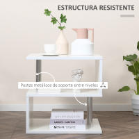 HOMCOM Mesa de Centro Café Mesa Auxiliar de Salón de Forma S con Compartimento Abierto 2 Niveles Diseño Elegante 50x50x50 cm - details 5