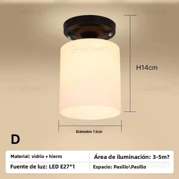 Lámpara De Techo LED Simple Con Cabeza Individual En Vidrio Y Metal Para Foyer Cloacri Cocina Balcón Baño Pasillo Dormitorio Y Escalera Estilo Rustico Art Deco - 1