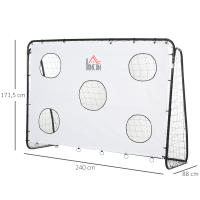 HOMCOM Portería de Fútbol Puerta de Fútbol con Soporte de Metal Lona de Precisión y Red para Entrenamiento de Fútbol en Jardín Aire Libre 240x88x174 cm Blanco - details 2