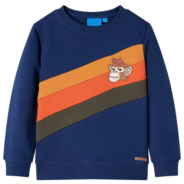 Sudadera infantil 128 en color Azul marino/orange - 1