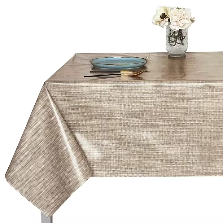 Mantel PVC, Mantel de hule, Resistente al agua, Fácil de limpiar, Liso, Para table rectangular, Impermeable, Marrón, Gris. - 1