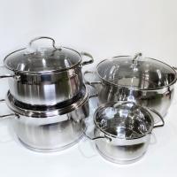 Juego de ollas Royal Swiss 4 ollas  de acero inoxidable  + Tapas de vidrio. 8 Piezas.  Apto para todo tipo de cocina  y para inducción. Tapa de cristal con salida de vapor. - details 4