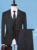 Traje De Tres Piezas Ajustado Para Hombre Con Chaleco Y Pantalones Estilo Británico De Alta Gama Para Bodas Y Fiestas Vestimenta Formal Casual - details 2