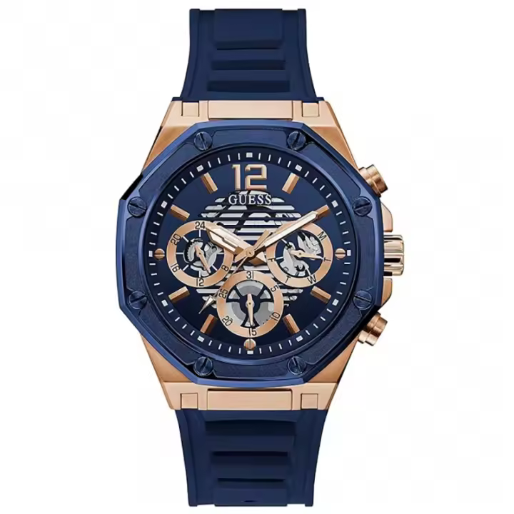 Reloj De Pulsera Guess Gw0263g2 Para Hombre Caucho Azul/rose Multifuncion - 1