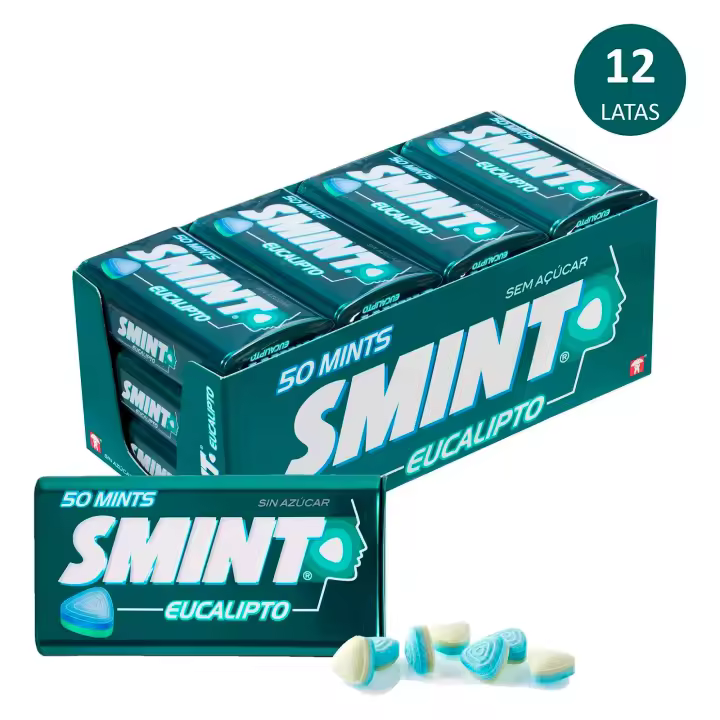 Smint Tin Eucalipto, Caramelo Comprimido Sin Azúcar - 12 unidades de 35 gr. (Total 420 gr.) - 1