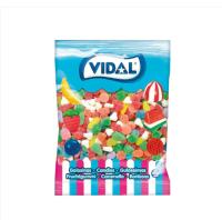 VIDAL Mini Mix Pica bolsa de 1Kg aprox 400 uds Mix de golosinas mini con cobertura de azúcar y diferentes formas sabor a Fresa, pera, piña, plátano, naranja y frambuesa. tamaño mini sin gluten  sin grasa sabor original Vidal garantizado - details 2