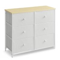 Cómoda de estilo industrial con 6 cajones de tela, armario de almacenamiento con marco de acero y tapa de madera, ideal para dormitorio y pasillo, disponible en varios colores, 30x80x71 cm - details 7