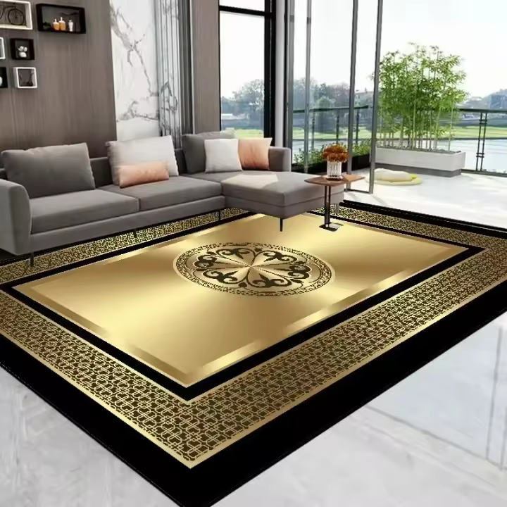 Carpetas De Lujo Doradas Para Decoración De Sala De Estar Moderna Alfombra Grande Para Oficina Y Hogar Tapete Suave Para Dormitorio Y Sala De Estar - 1